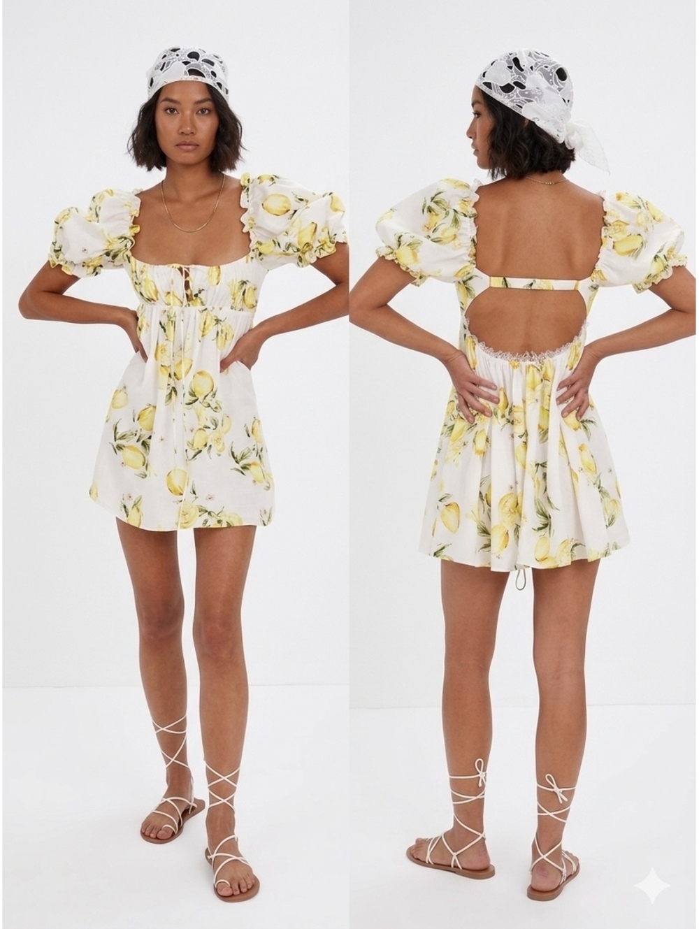 For Love & Lemons Serafina puff sleeve mini dress size XS